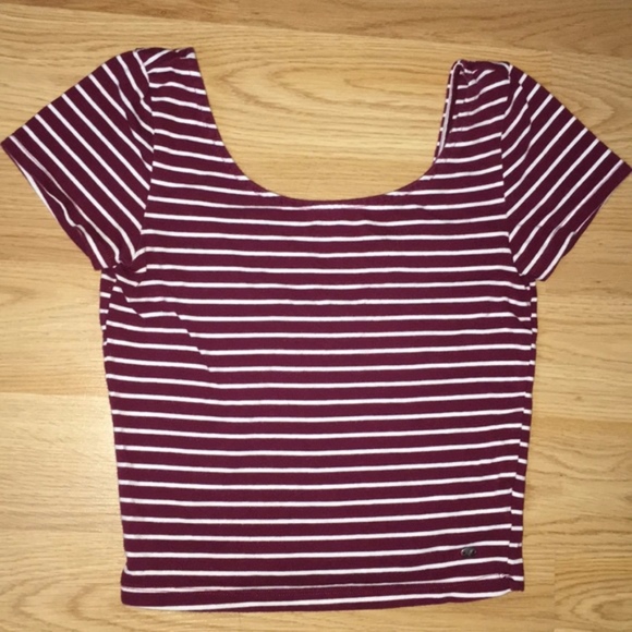 American Eagle Maroon Striped Crop Top - Picture 1 of 1